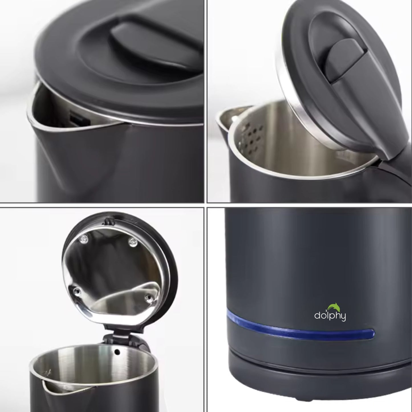 0.8L Electric Kettle Matt Black With Light Design V959-DKTL0046