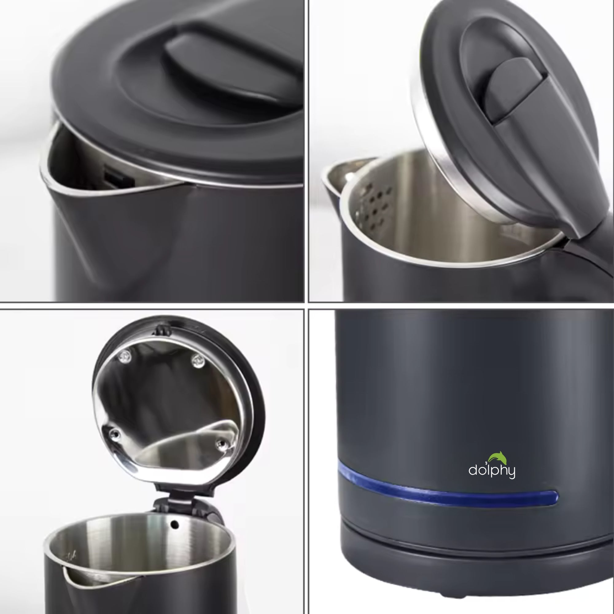 0.8L Electric Kettle Matt Black With Light Design V959-DKTL0046