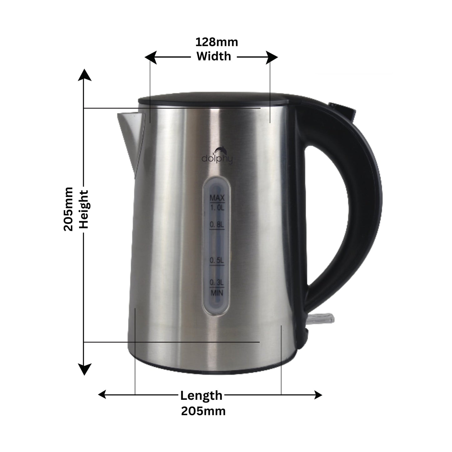 1.0L Brushed Silver Stainless Steel Kettle V959-DKTL0054