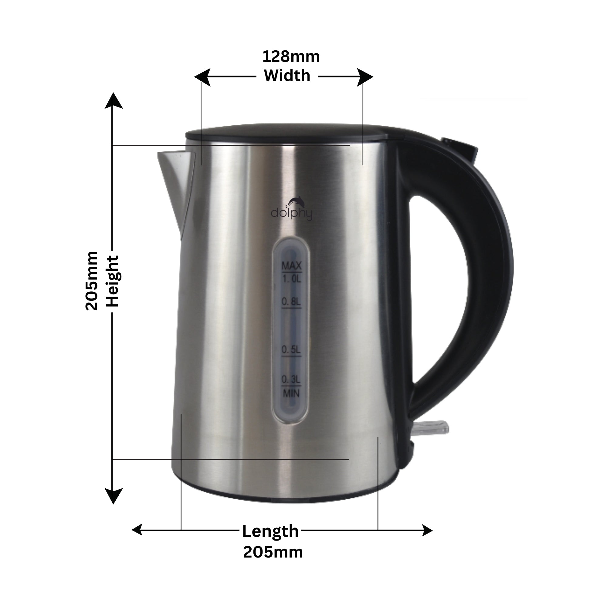 1.0L Brushed Silver Stainless Steel Kettle V959-DKTL0054