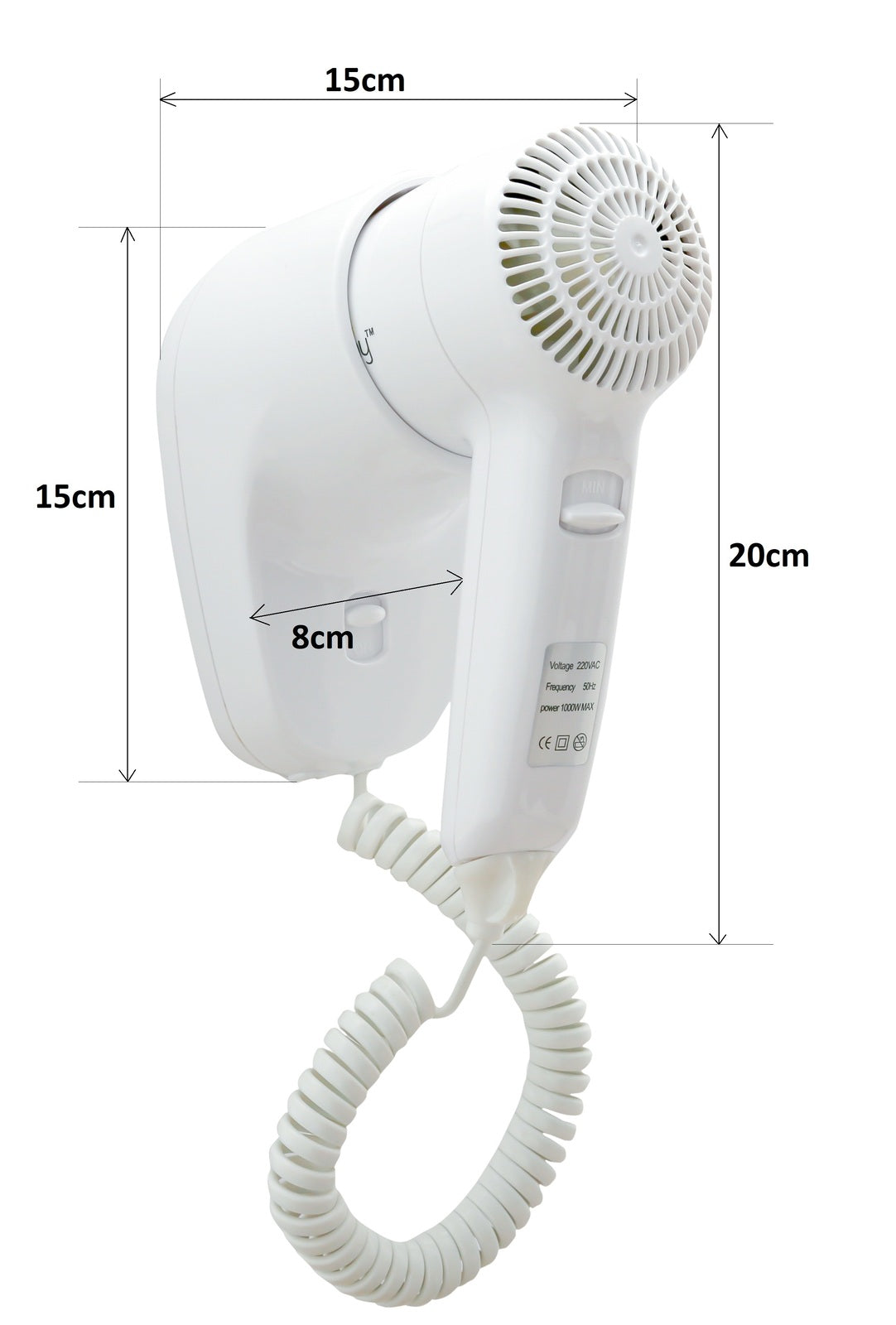 Wall Mount Hair Dryer 1200W - White V959-DPHD0002