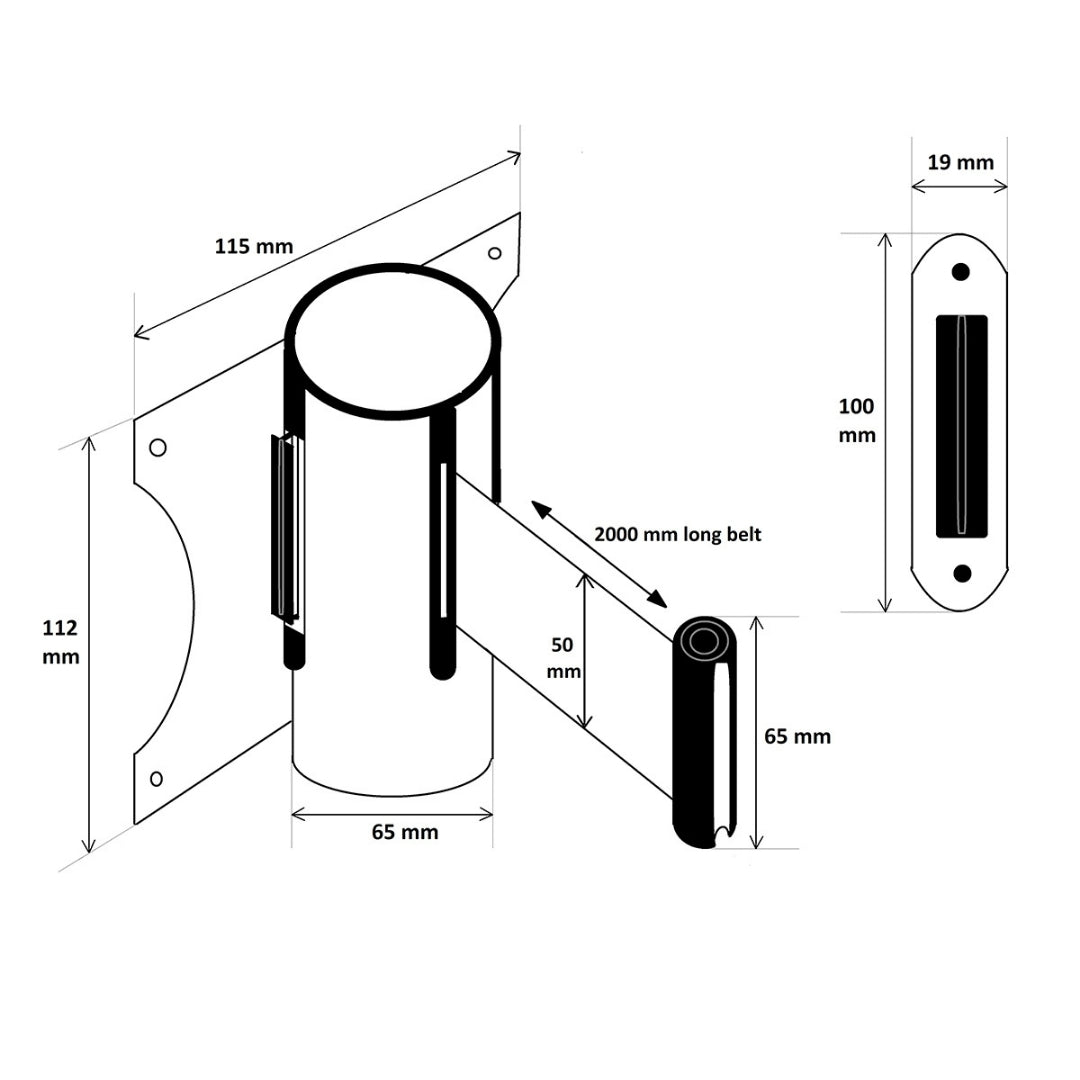 Wall Mounted Retractable Queue Barrier Belt V959-DQMG0005