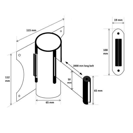 Wall Mounted Retractable Queue Barrier Belt V959-DQMG0005