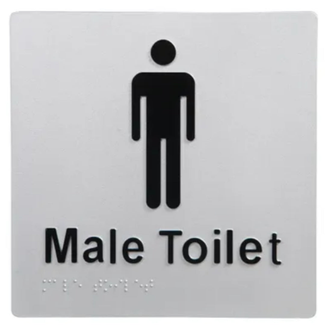 Male Toilet Braille Sign Silver / Black V959-DTBS0002