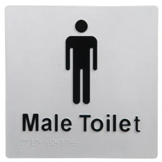 Male Toilet Braille Sign Silver / Black V959-DTBS0002