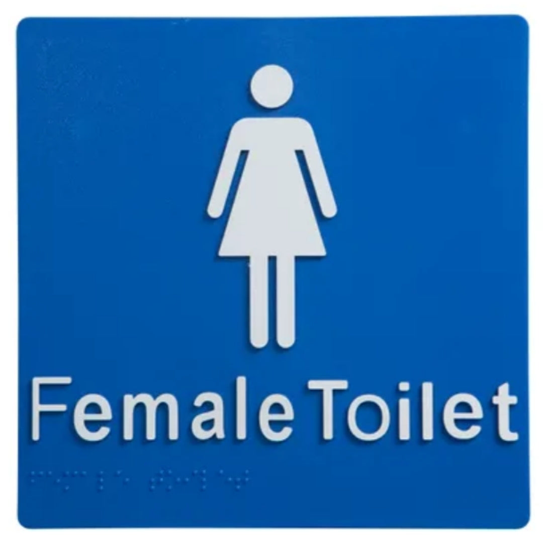 Female Toilet Braille Sign Blue / White V959-DTBS0003