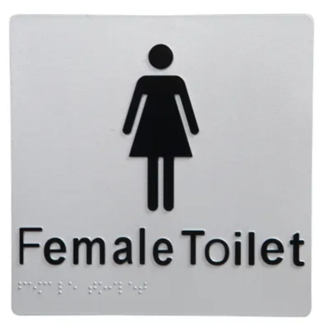 Female Toilet Braille Sign Silver / Black V959-DTBS0004