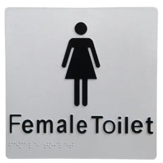Female Toilet Braille Sign Silver / Black V959-DTBS0004