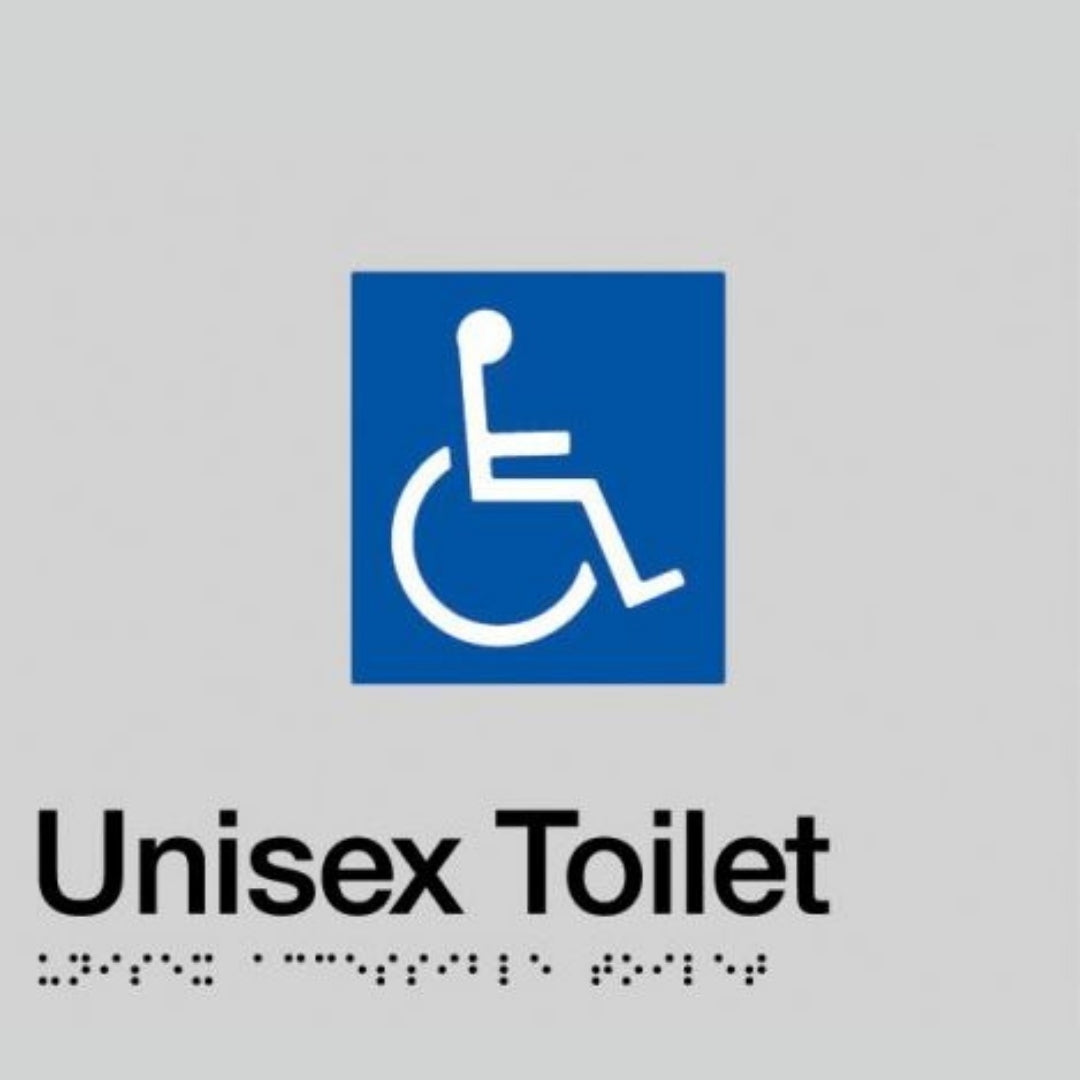 Unisex Disabled Toilet Braille Sign Silver / Black V959-DTBS0006