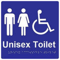 Unisex Accessible Toilet Braille Sign Blue / White V959-DTBS0007
