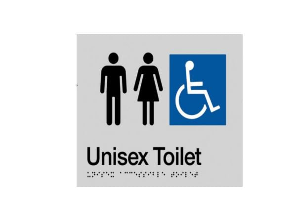 Unisex Toilet Braille Sign Silver/Black V959-DTBS0008