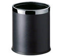 Round Leatherette Black Room Bin V959-DWBN0003-B