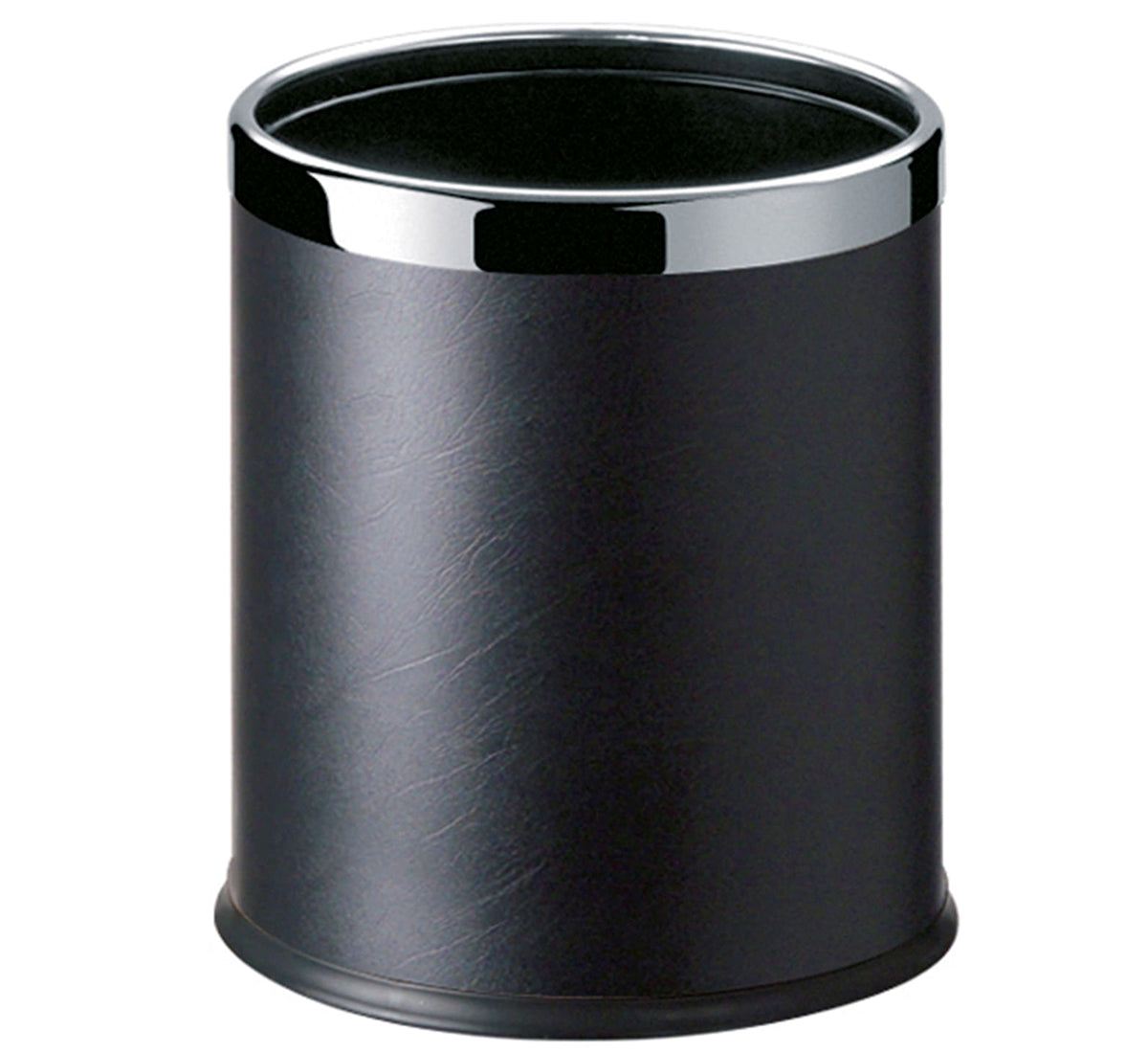 Round Leatherette Black Room Bin V959-DWBN0003-B