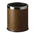 Round Leatherette Brown Room Bin V959-DWBN0003-BR