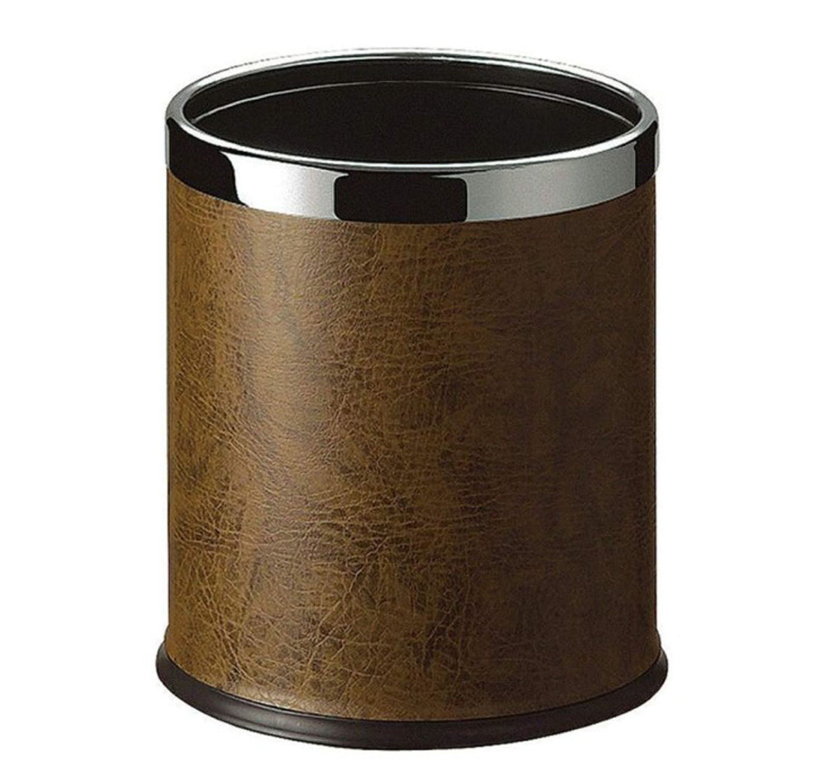 Round Leatherette Brown Room Bin V959-DWBN0003-BR