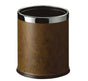Round Leatherette Brown Room Bin V959-DWBN0003-BR