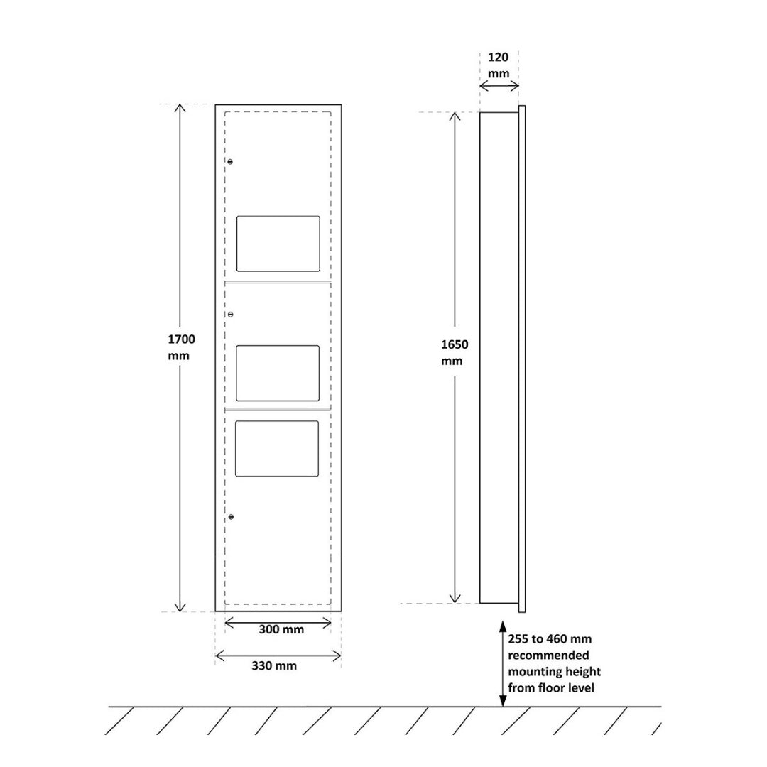 3-in-1 Washroom Recessed Panel V959-DWCB0002
