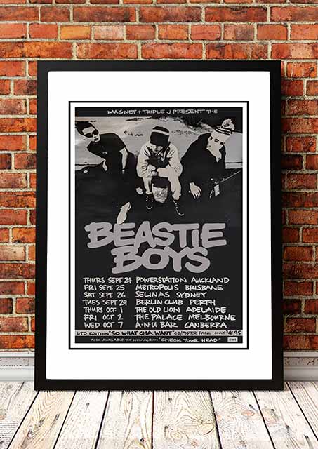 Beastie Boys 'Australian Tour' Poster 1990- Framed A4 V967-A30428-A4