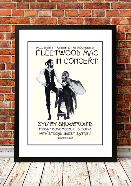 Fleetwood Mac / Santana 'Sydney Showground' Poster 1977 - Framed A2 V967-A30434-A2