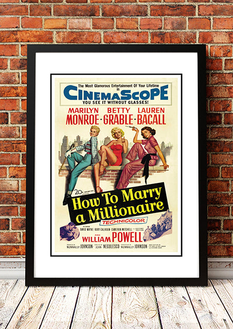 Marilyn Monroe 'How to Marry a Millionaire' Framed Movie Poster! - Framed A4 V967-MM0432-A4