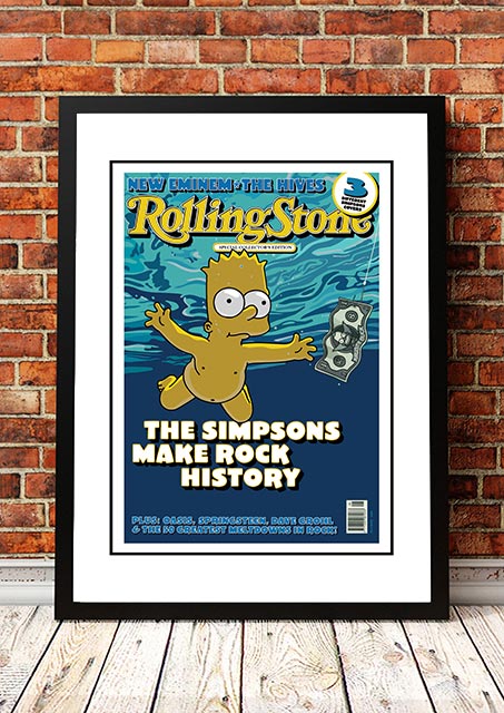 The Simpsons 'Nevermind' Rolling Stone Magazine Cover! - Framed A2 V967-RSM35-A2