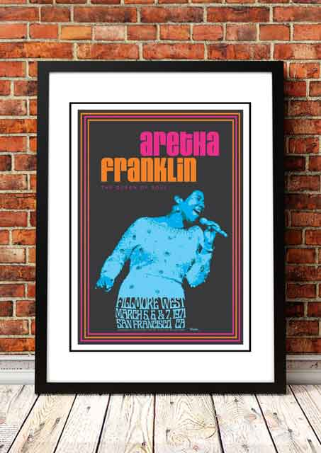 Aretha Franklin 'Fillmore West' San Francisco, USA Concert Poster 1971 - Framed A2 V967-SS0432-A2