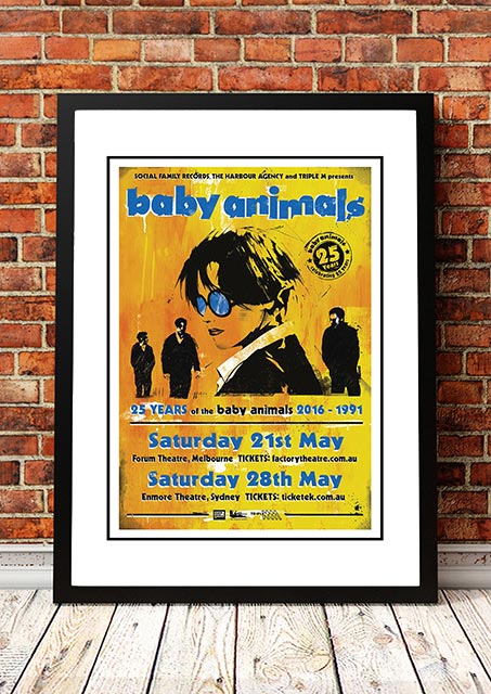 Baby Animals '25 Years' Sydney / Melbourne, Australia 2016 Tour Poster - Framed A2 V967-SS0433-A2