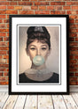 Audrey Hepburn 'Bubblegum' Pop Art Poster - Framed A4 V967-SS0439-A4