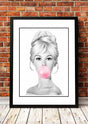 Bridgit Bardot 'Bubblegum' Pop Art Poster - Framed A3 V967-SS0440-A3