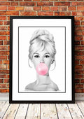 Bridgit Bardot 'Bubblegum' Pop Art Poster - Framed A4 V967-SS0440-A4