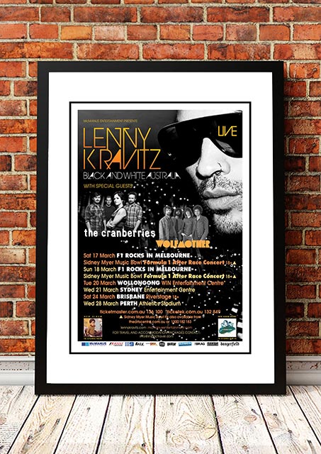 Lenny Kravitz 'Black and White' Australian Tour Poster 2012 - Framed A2 V967-SS0452-A2