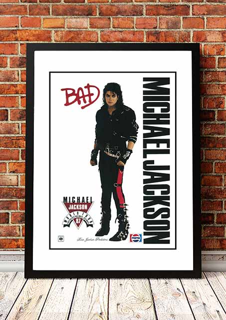 Michael Jackson 'Bad' Australian Tour Poster 1987 - Framed A3 V967-SS0457-A3