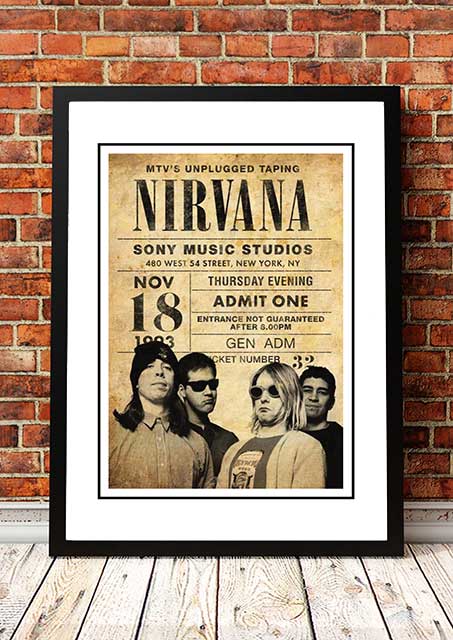 Nirvana 'MTV Unplugged' New York, USA Pop Art Print 1993 - Framed A4 V967-SS0460-A4