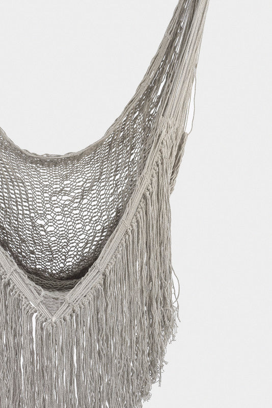 Fringed Cotton Rope Mexican Hammock Swing from Mexico in Dream Sands V97-CHSCHDS