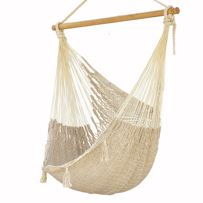 Mayan Legacy Extra Large Outdoor Cotton Mexican Hammock Chair in Cream Colour V97-HSCHCREAM