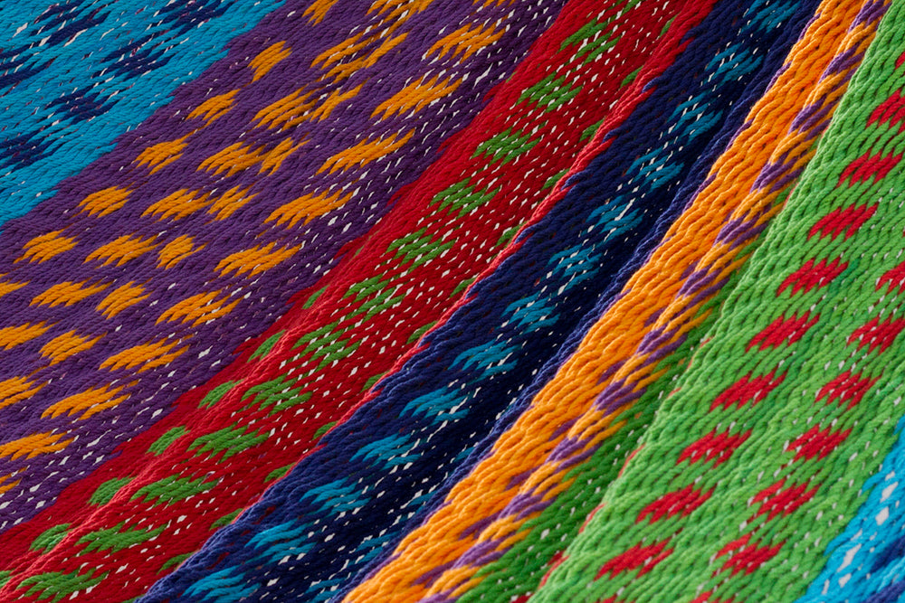 Outdoor undercover cotton Mayan Legacy hammock with hand crocheted tassels King Size Colorina V97-TDK COLORINA