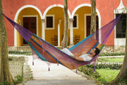 Outdoor undercover cotton Mayan Legacy hammock with hand crocheted tassels King Size Colorina V97-TDK COLORINA