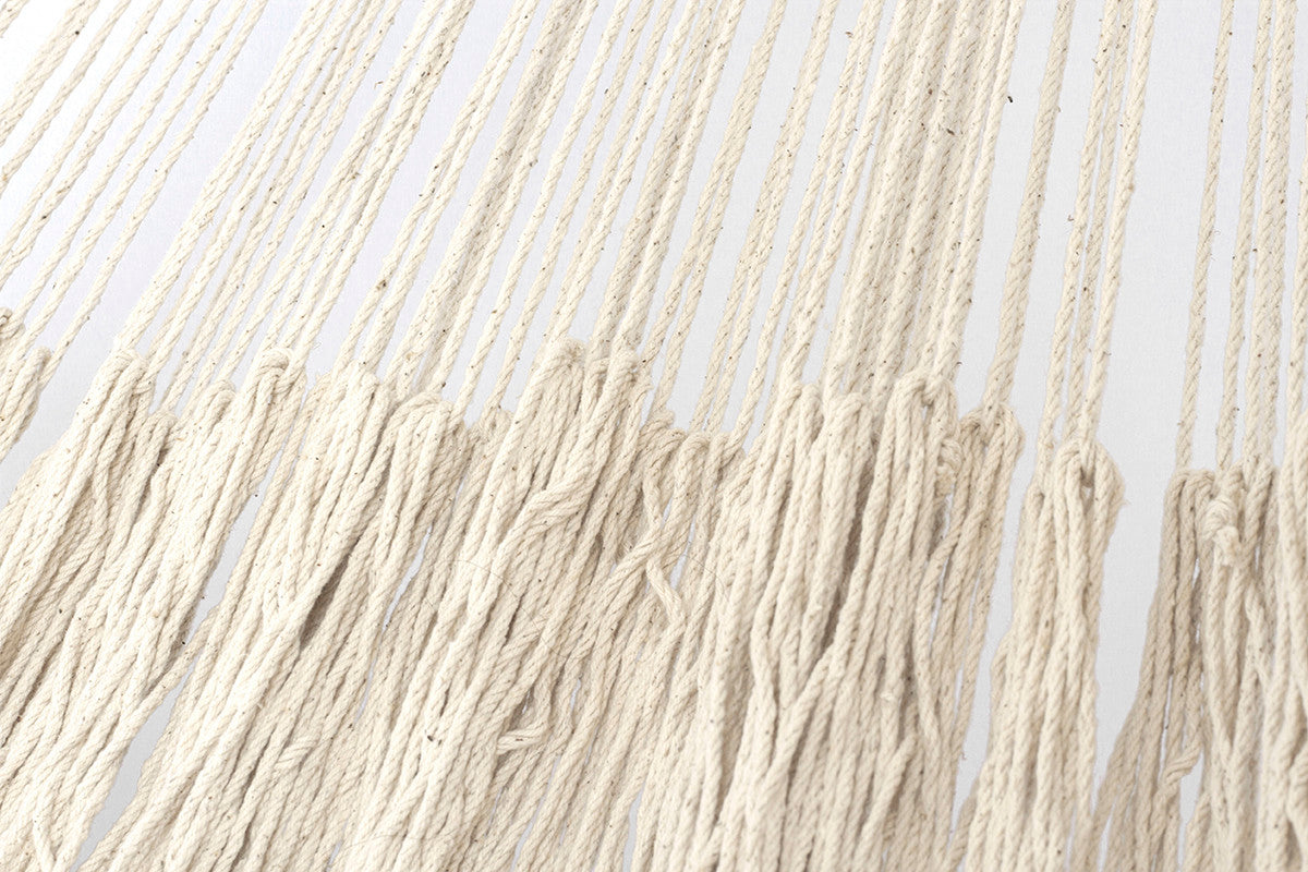 Outdoor undercover cotton Mayan Legacy hammock with hand crocheted tassels King Size Marble V97-TDK CREAM