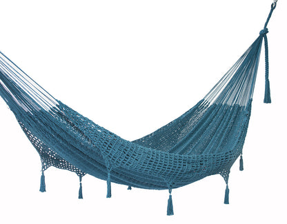 Outdoor undercover cotton Mayan Legacy hammock with hand crocheted tassels Queen Size Bondi V97-TDQBONDI