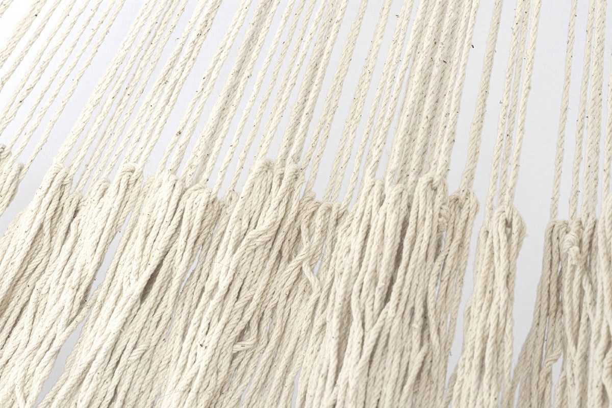 Outdoor undercover cotton Mayan Legacy hammock with hand crocheted tassels Queen Size Marble Colour V97-TDQ CREAM