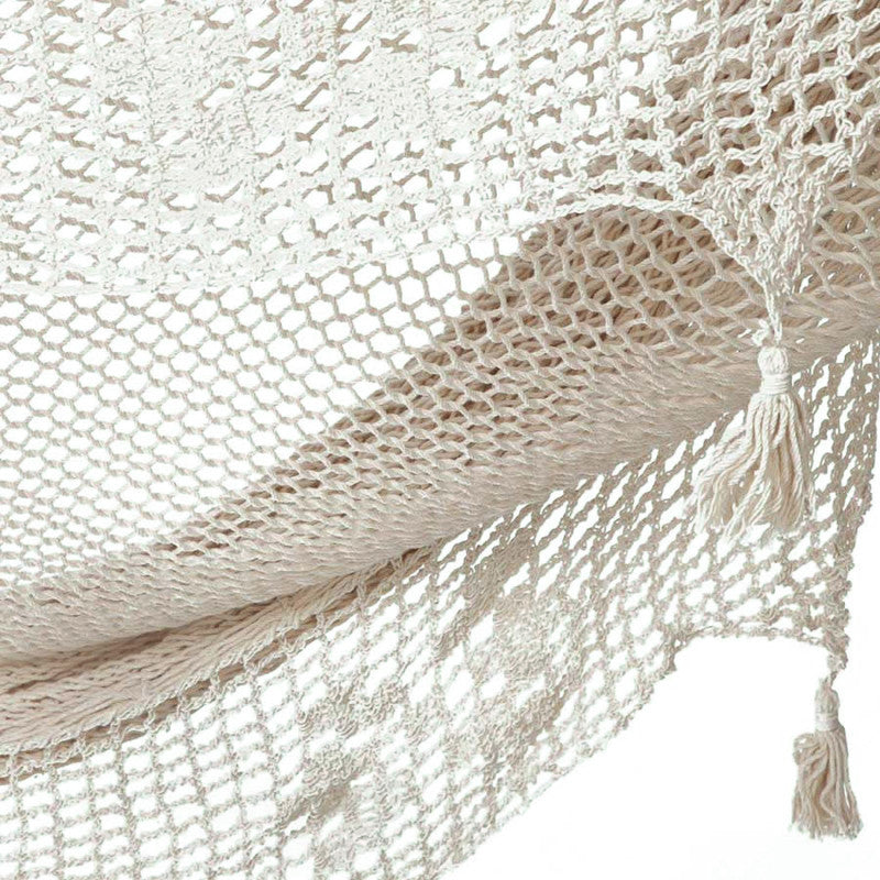 Outdoor undercover cotton Mayan Legacy hammock with hand crocheted tassels Queen Size Marble Colour V97-TDQ CREAM