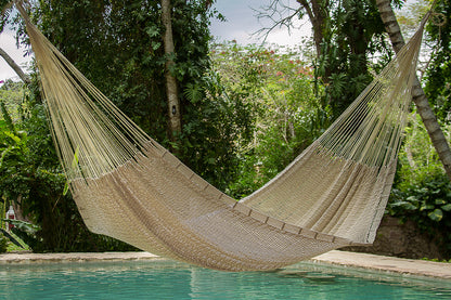 Outdoor undercover cotton Mayan Legacy hammock Family size Marble V97-TJCREAM