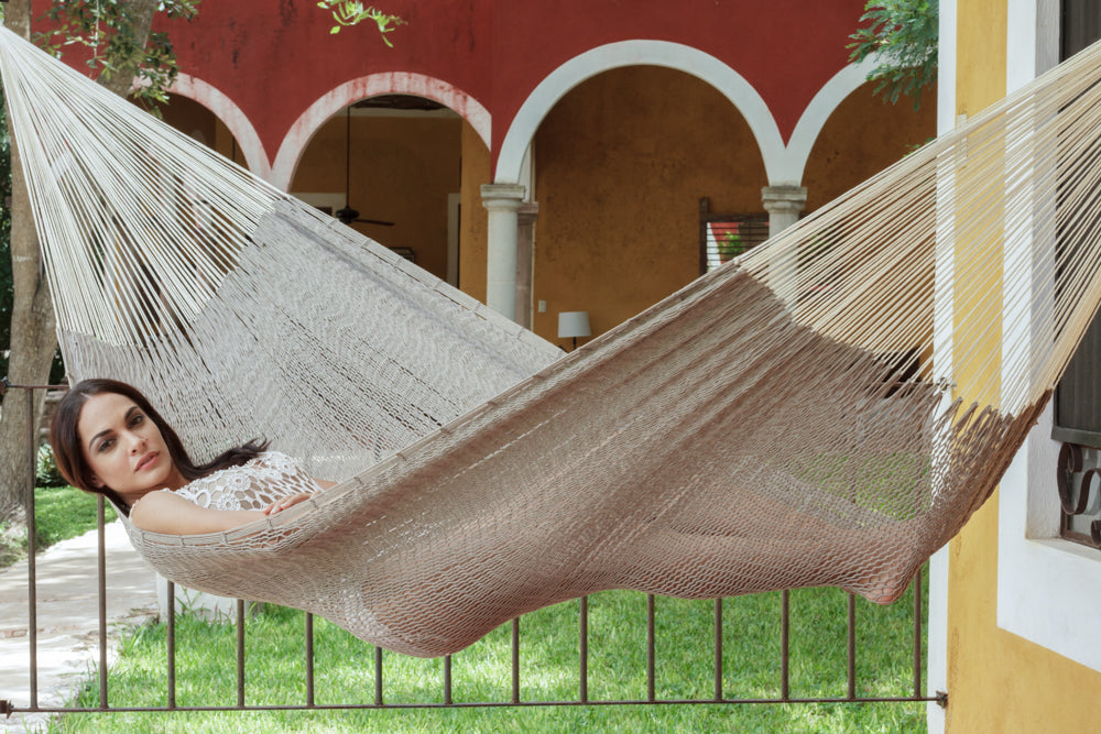 Mayan Legacy Jumbo Size Outdoor Cotton Mexican Hammock in Dream Sands Colour V97-TJDS