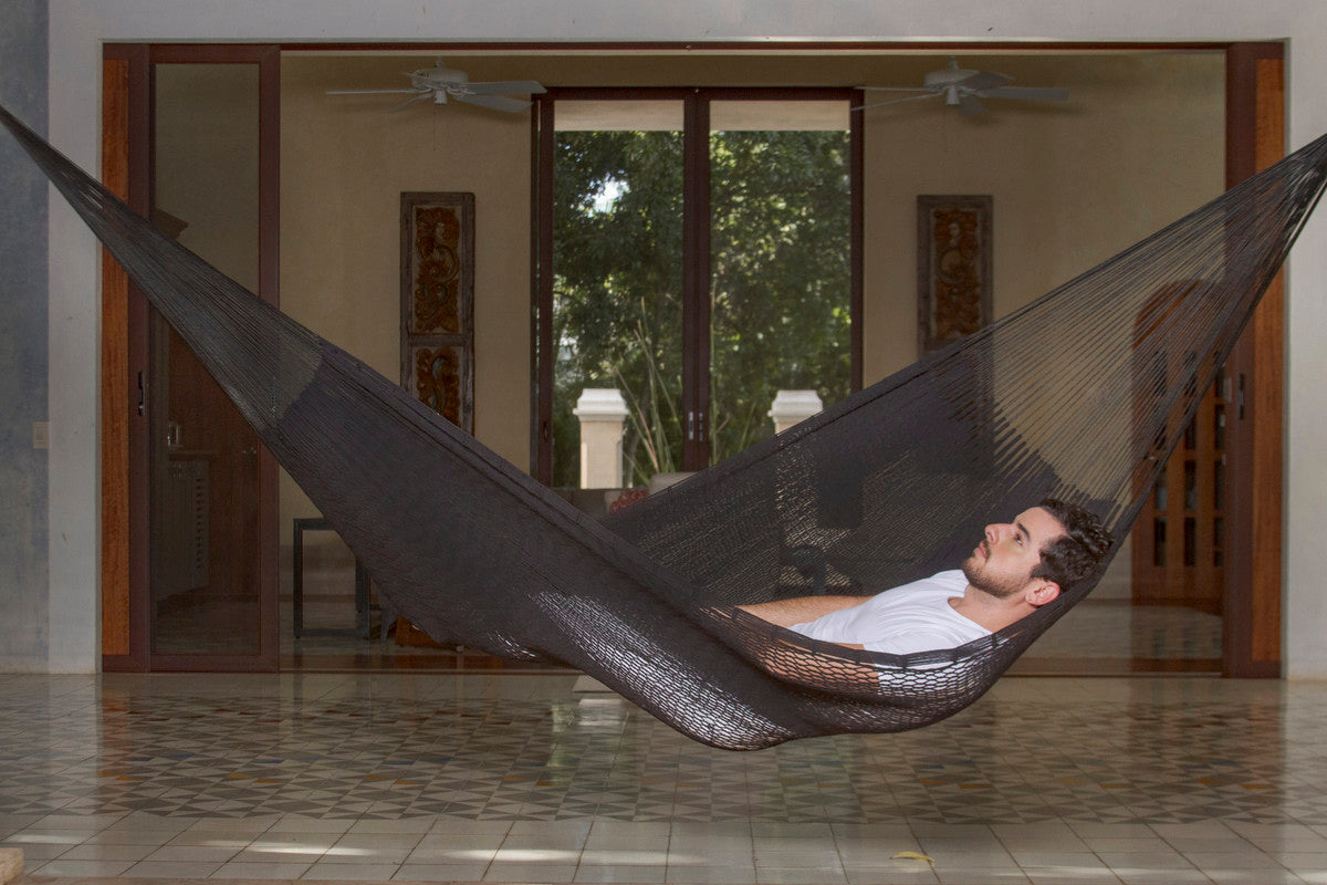 Outdoor undercover cotton Mayan Legacy hammock King size Black V97-TKBLACK