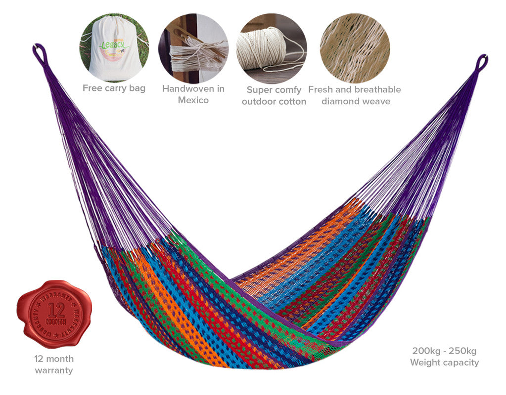 Outdoor undercover cotton Mayan Legacy hammock King size Colorina V97-TKCOLORINA