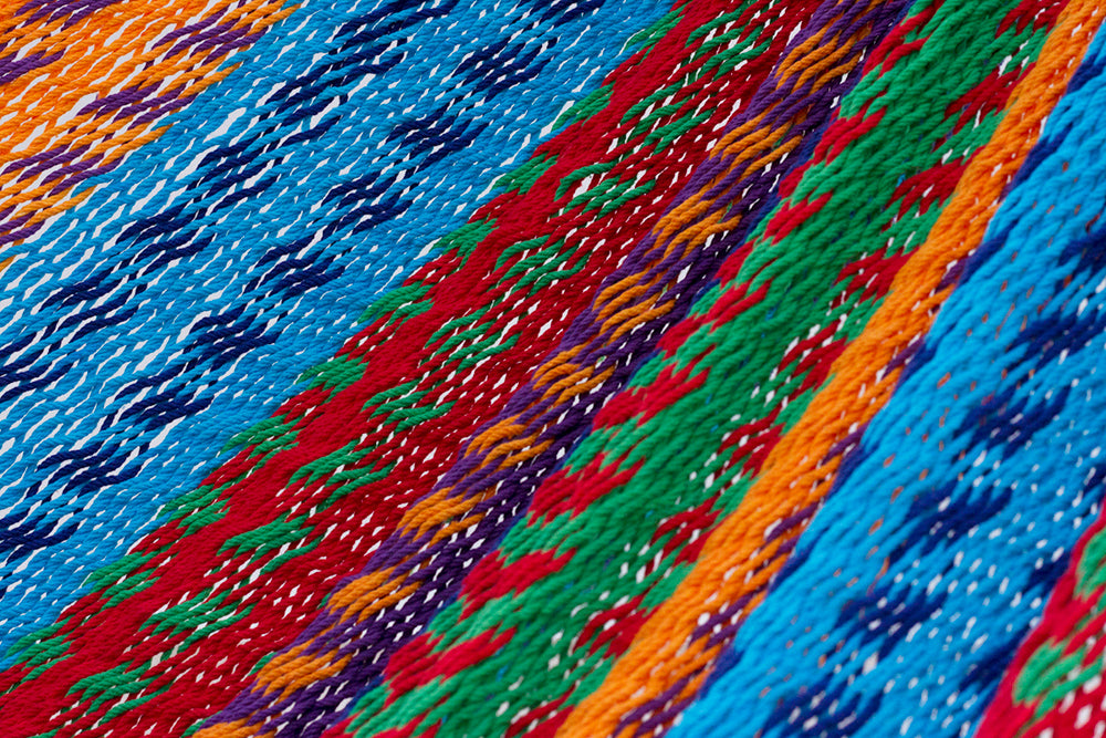 Mayan Legacy Queen Size Outdoor Cotton Mexican Hammock in Colorina Colour V97-TQCOLORINA