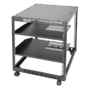 Alston 12U Open Frame Server Rack Hifi Device Rack with Vented Shelves Heavy Duty 4-Post AV/IT Network Rack V985-12UOPENCABINET