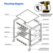 Alston 12U Open Frame Server Rack Hifi Device Rack with Vented Shelves Heavy Duty 4-Post AV/IT Network Rack V985-12UOPENCABINET