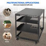 Alston 12U Open Frame Server Rack Hifi Device Rack with Vented Shelves Heavy Duty 4-Post AV/IT Network Rack V985-12UOPENCABINET