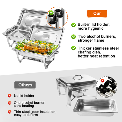 Alston 9Lx1 Food Buffet Warmer Pan Bain Marie Bow Chafing Dish Insulated Stainless Steel Stackable Tray V985-1TBUFFETWARMER